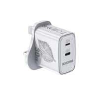 شاحن جداري w30 مدخلين PD+ايفون ابيض شحن عكسي MoogM...