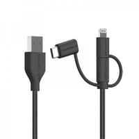 كيبل 3*1 قماش ايفون + جلاكسي + تايب سي راف باور