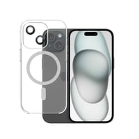 بكج كفر وعدسات شفاف ماج سيف ايفون 15 ArmorPro