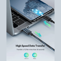 كيبل تايب سي C جلد اسود طول مترين راف باور