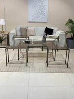 طقم طاولات زجاج بني