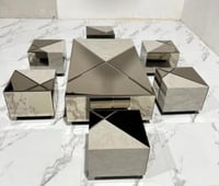 طقم طاولة ارضي مراية بني بديل رخام