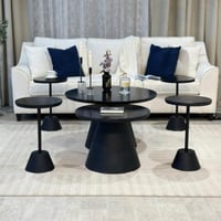 طقم طاولتين خشب سنديان مع 4 خدمه