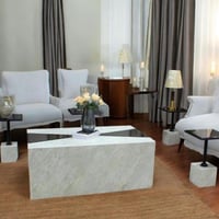 طقم طاولة تقديم مع 4 خدمة بديل رخام مع زجاج