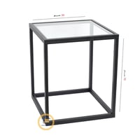 طاولة جانبية مربع قواعد حدين و سطح زجاج شفان