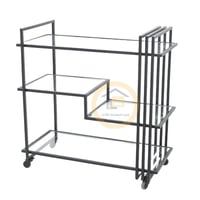 عربية تقديم 4 دور زجاج شفاف قاعدة لون اسود مطفي