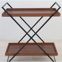 عربية تقديم شكل اكس دورين خشب لون بني