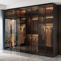 خزانة ملابس ام دي اف اسود - 350×55×244 سم