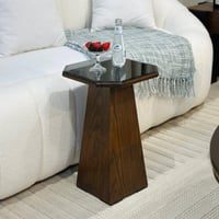 طقم طاولات سنديان بني سطح مراية