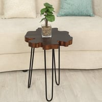 طاولة خدمة سطح خشب طبيعي لون بني و قاعدة حديد لون...