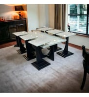 طقم طاولات مستطيل بديل الرخام1+ 6قطع