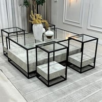 طقم طاولات سطح زجاج مع بديل رخام