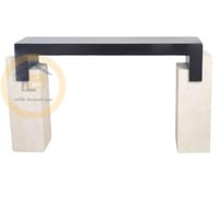 طاولة كونسول لون بيج واسود بديل رخام وخشب