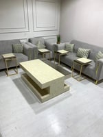 طقم طاولات 5قطع نص بديل رخام ونص زجاج