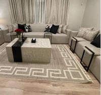 طقم طاولات بديل رخام سطح زجاج اسود7قطع