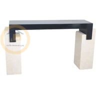 طاولة كونسول لون بيج واسود بديل رخام وخشب