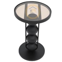 طاولة خدمة بتصميم عصري قاعدة معدن سطح زجاج بني