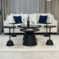 طقم طاولة ضيافة مودرن 6قطعة فخمة سطح خشب سنديان