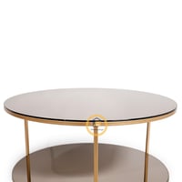 طاولة تقديم دائري دورين زجاج بني مراية