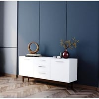 بوفيه - خشب - أبيض وبني - 160×40×90 سم