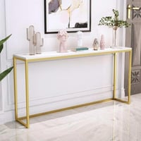 مدخل كنسول ذهبي سطح خشب رخامي