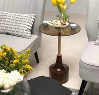 طاولة خدمة سطح زجاج بني قطر 36 سم