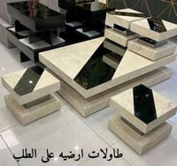 طقم طاولات 5قطع سطح مرايه مع بديل رخام