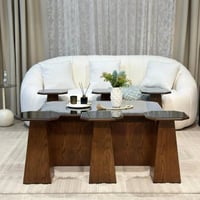 طقم طاولات سنديان بني سطح مراية