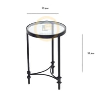 طقم طاولات زجاج شفاف عموداسود