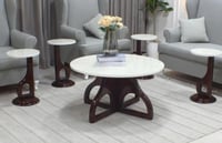 طقم طاولة تقديم دايري 5قطع سطح بديل رخام