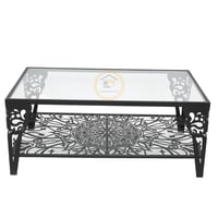 طقم طاولة قهوة ليزر دورين لون اسود مطفي سطح زجاج ش...