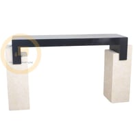 طاولة كونسول لون بيج واسود بديل رخام وخشب