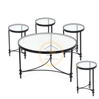 طقم طاولات زجاج شفاف عموداسود