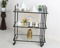 عربية تقديم لون أسود 3 دور سطح زجاجي