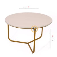 طقم طاولة مع 4 خدمة لون ذهبي وسطح خشب بيج شبية الر...