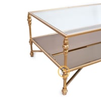 طاولة تقديم دورين زجاج شفاف وبني