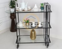 عربية تقديم لون أسود 3 دور سطح زجاجي