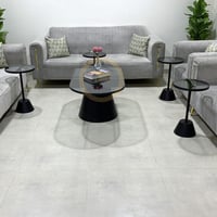 طقم طاولات عمود صاج زجاج اسود