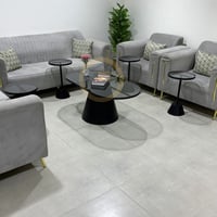 طقم طاولات عمود صاج زجاج اسود