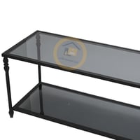 طاولة تلفزيون دورين زجاج اسود قاعدة معدن لون اسود...