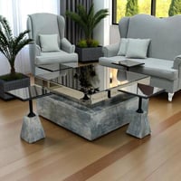 طاولة تقديم مع 4 طاولات خدمة – تصميم فاخر بلمسة عص...