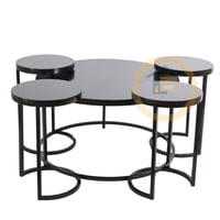 طقم طاولة ضيافة مع 4 طاولات خدمة لون اسود