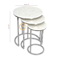 طقم طاولة خدمة استيل سطح خشب شبية الرخام