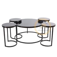 طقم طاولة ضيافة مع 4 طاولات خدمة لون اسود