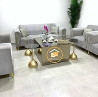 طقم طاولات 5 قطع طاولة زجاج 4خدمة رخام صناعي