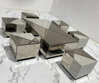 طقم طاولة ارضي مراية بني بديل رخام