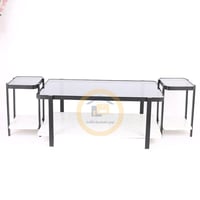 طاولة قهوة مع 4 طاولات قهوه دورين سطح خشب ابيع مع...