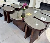 طقم طاولات 7قطع سطح مرايه قواعد بني