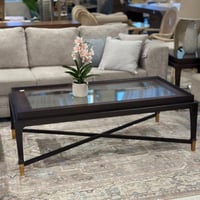 طاولة ضيافة مفرد سطح زجاج شفاف مع خشب الجوز