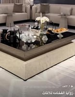 طقم طاولات 7قطع سطح مرايه بني قاعده بديل رخام